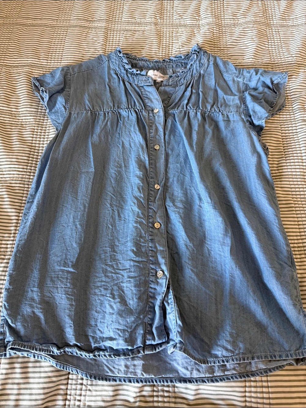 Dear John Light Blue Button-Front Chambray Top